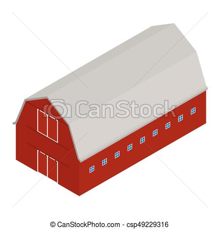 450x470 Old Red Barn. Vector Illustration Isometric 3d Perspective Old Red
