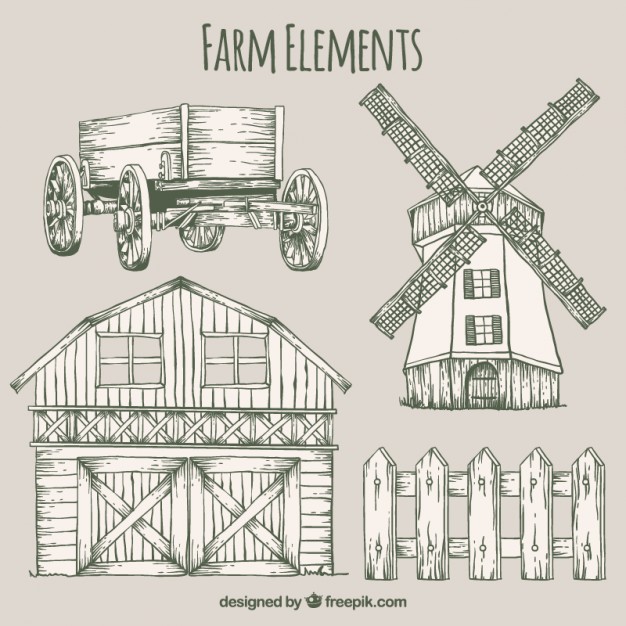 626x626 Sketches Farm Elements And Barn Vector Free Download