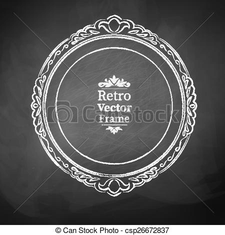 450x470 Vintage Baroque Frame. Round Chalked Vintage Baroque Frame.