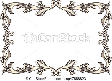 450x326 Vintage Border Frame Vector Illustration (Baroque Design)