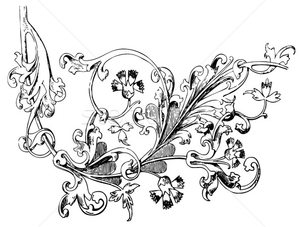 600x450 Hand Drawn Illustration Of Twig With Flowers And Leaves Baroque