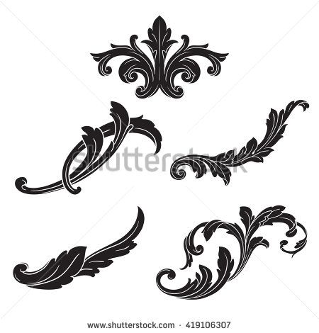 450x470 Illustration Of Set Of Vintage Design Elements. Baroque Vector