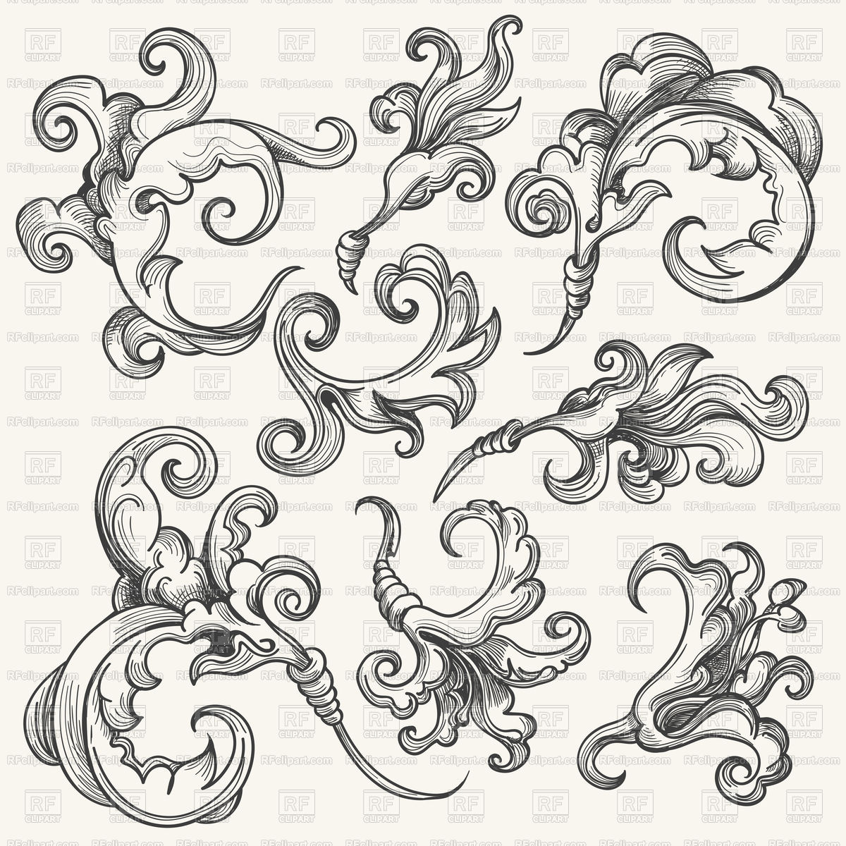 1200x1200 Vintage Baroque Floral Ornament Vector Image Vector Artwork Of
