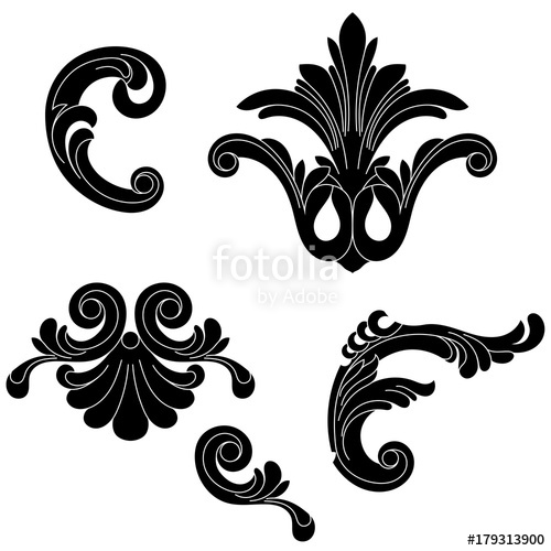 500x500 Vintage Baroque Ornament, Corner. Retro Pattern Antique Style