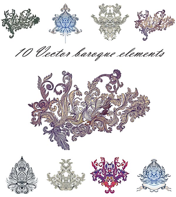600x672 Baroque Elements Ornate Vector Free Download
