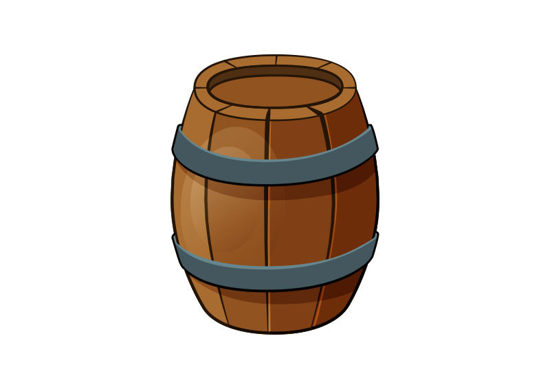 800x566 Cartoon Style Wooden Barrel Vector