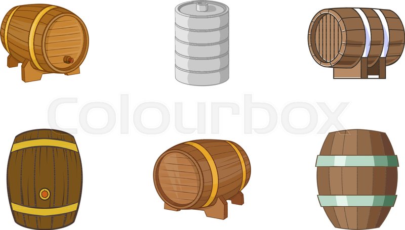 800x455 Barrel Icon Set. Cartoon Set Of Barrel Vector Icons For Web Design