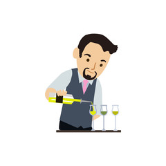 240x240 Bartender Vector Characters Isolated On White Background