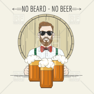 400x400 Hipster Bartender With Beer Mugs Vector Image Vector Artwork Of