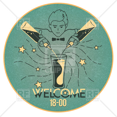 400x400 Vintage Invitation With Bartender Pours Drinks Vector Image