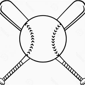 300x300 Black And White Crossed Baseball Bats And Ball Vector Clipart