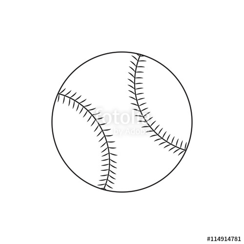 500x500 Line Icon Baseball Ball. Vector Illustration. Stock Image And