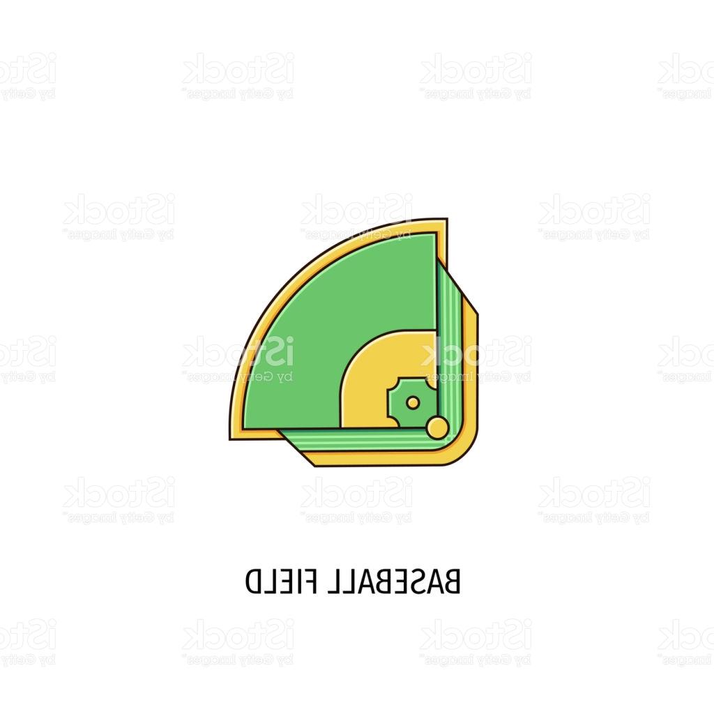 1024x1024 Baseball Or Softball Field Flat Color Line Icon On Isolated Base