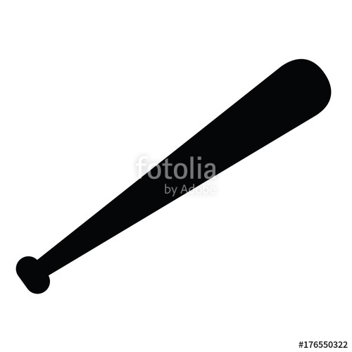 500x500 Isolated Silhouette Of A Baseball Bat, Vector Illustration Stock