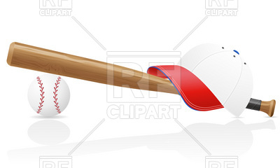 400x240 Baseball Bat, Cap And Ball Vector Image Vector Artwork Of Sport