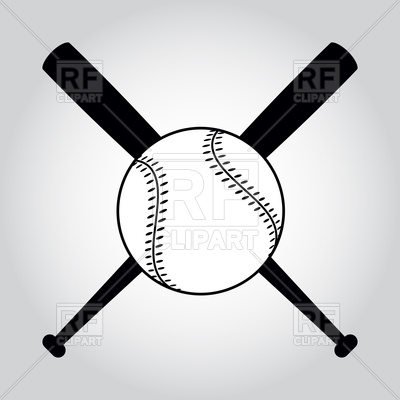 400x400 Black And White Crossed Baseball Bats And Ball Vector Image