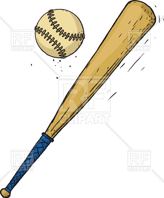 333x400 Carelessly Painted Wooden Baseball Bat And Ball Isolated On White