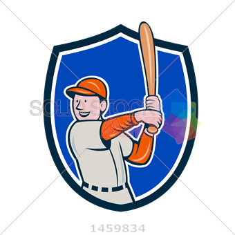 340x340 Stock Photo Of Vector Cartoon Baseball Batter In Orange Cap