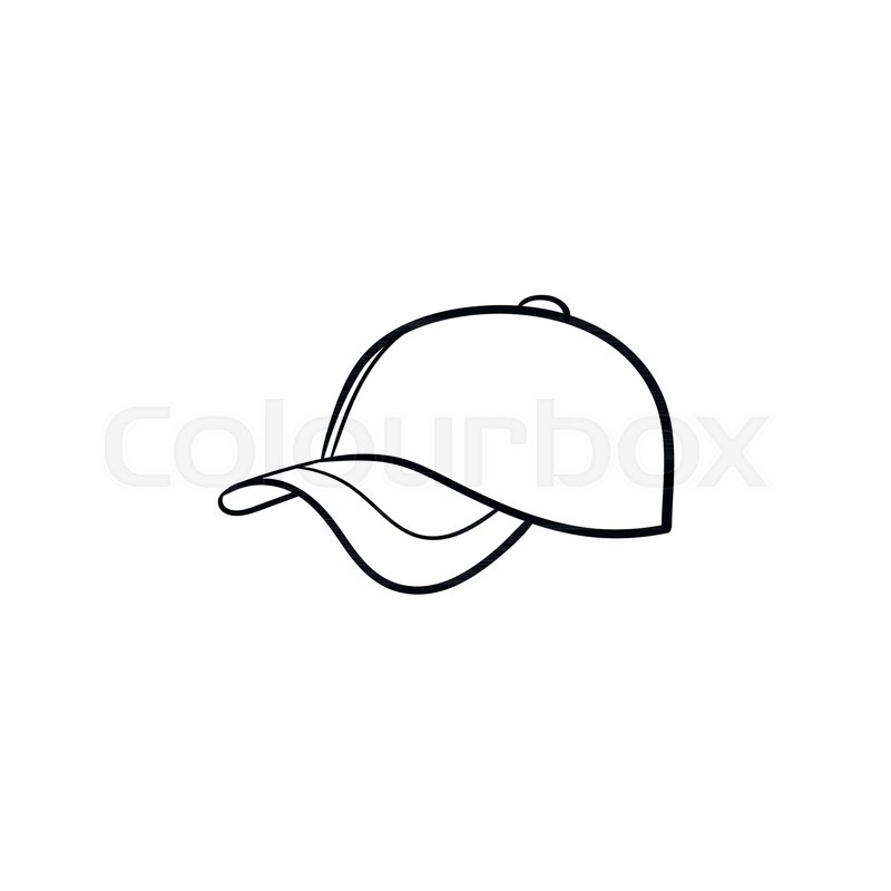 800x800 Baseball Hat Hand Drawn Outline Doodle Icon. Cap Vector Sketch