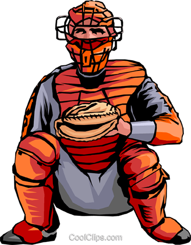 375x480 Baseball Catcher Royalty Free Vector Clip Art Illustration