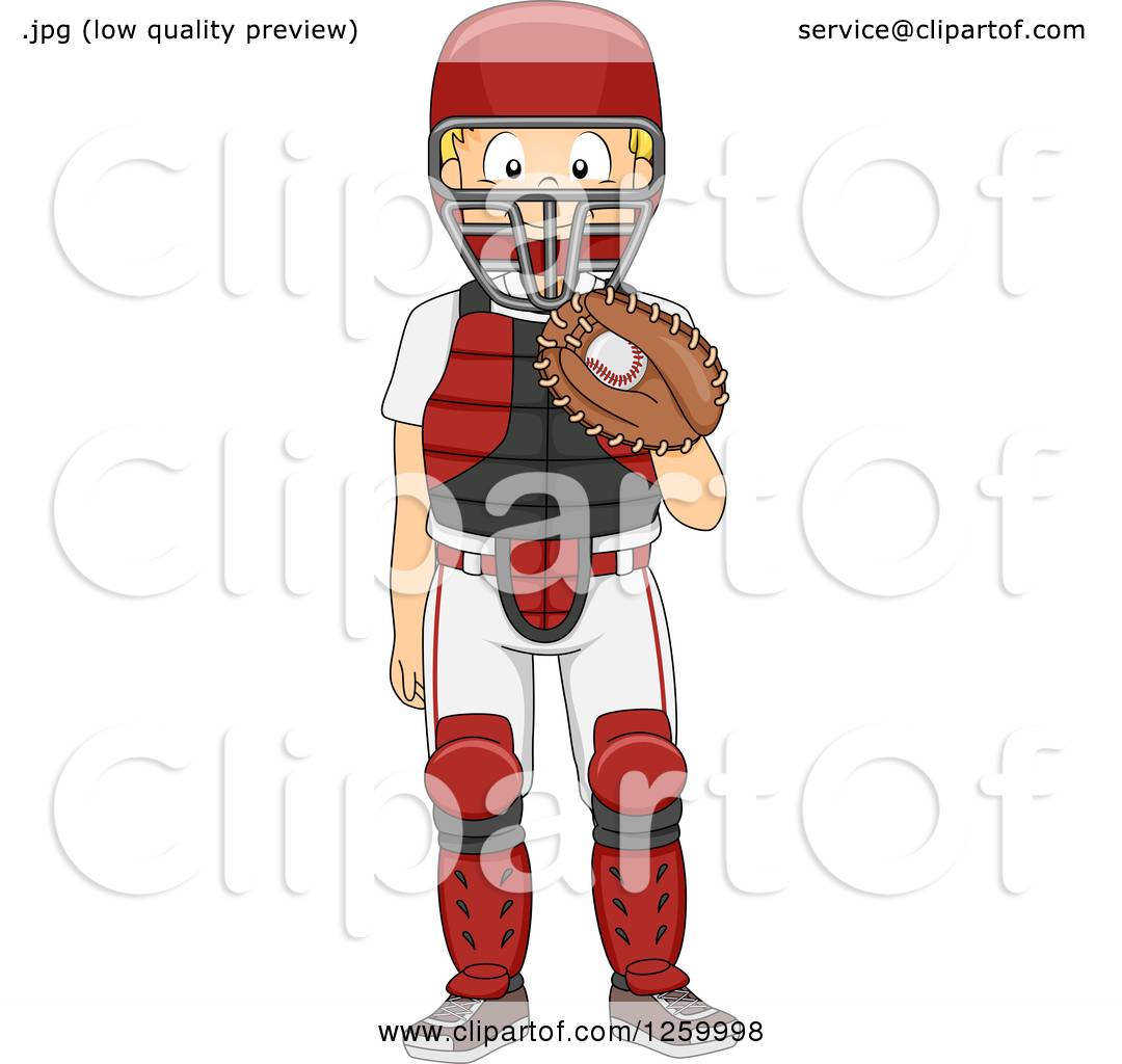 1080x1024 Clipart Of A Caucasian Boy Baseball Catcher