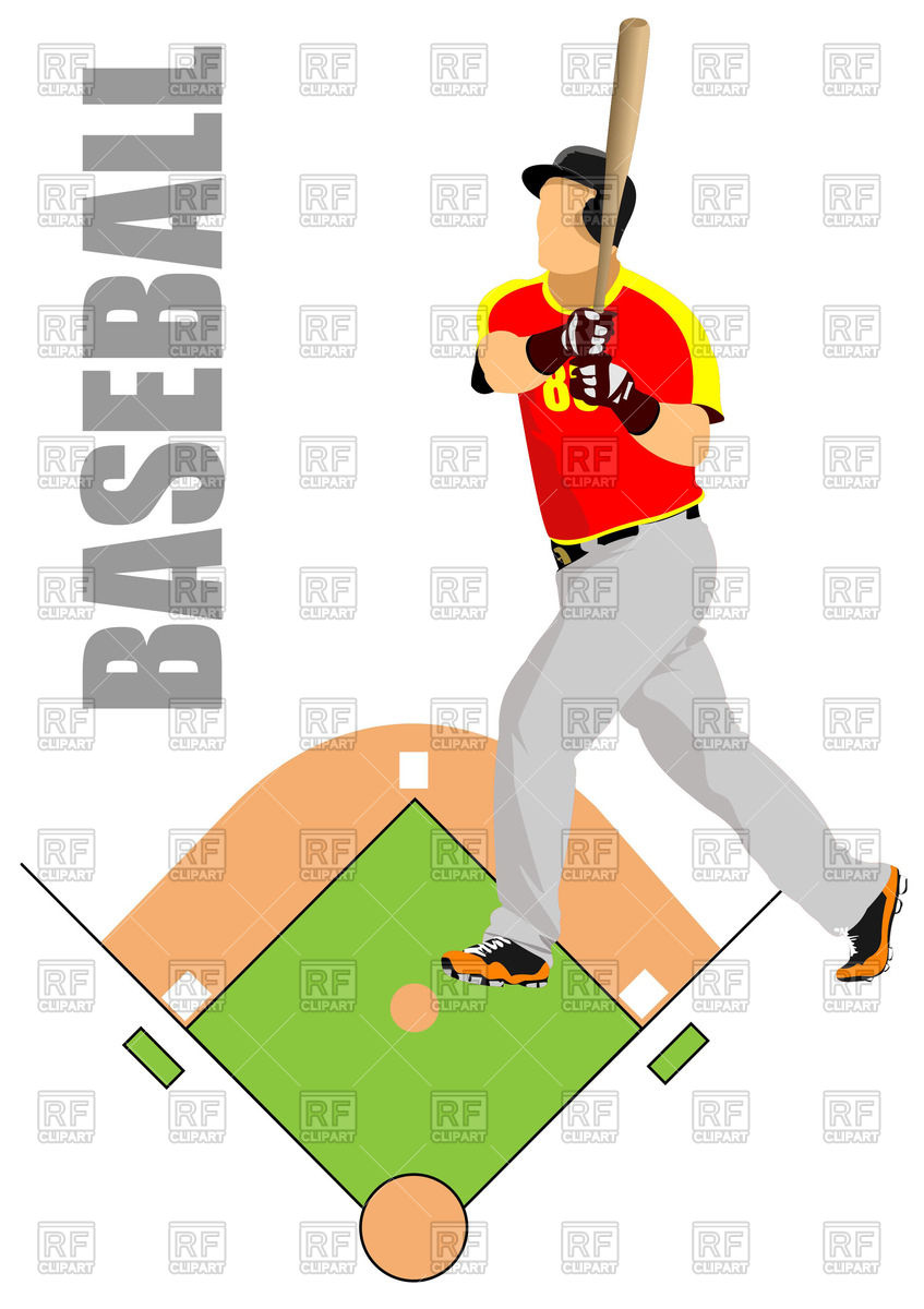 847x1200 Baseball Field Plan And Player Vector Image Vector Artwork Of