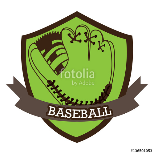 500x500 Isolated Emblem With A Baseball Glove, Vector Illustration Stock