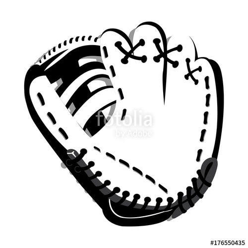 500x500 Isolated Silhouette Of A Baseball Glove, Vector Illustration