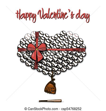 450x470 Happy Valentines Day. Baseball Balls Laid Out In The Shape