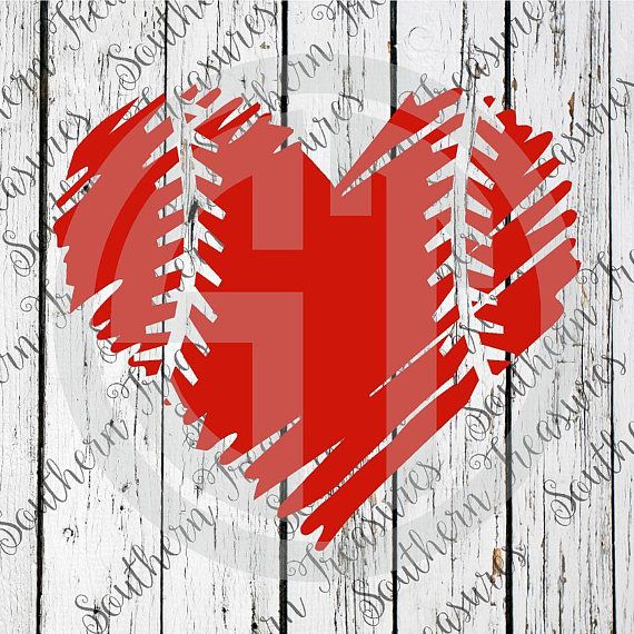 570x570 Baseball Heart Distressed Editable Vector Cut File .eps .ai Cut