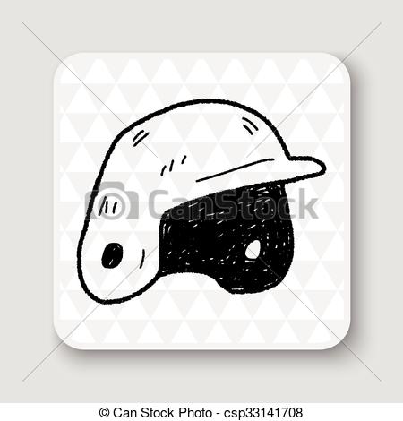 450x470 Baseball Helmet Doodle Vector Clipart