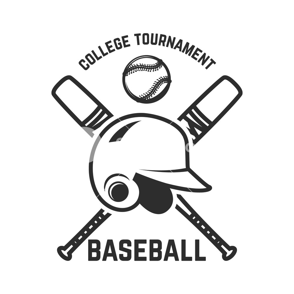 1000x1000 Emblem With Crossed Baseball Bat And Baseball Helmet. Design