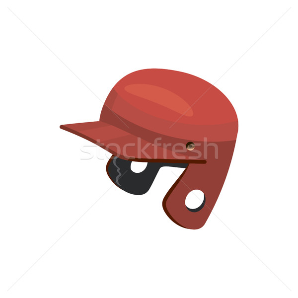 600x600 Red Baseball Helmet Icon, Cartoon Style Vector Illustration Ivan