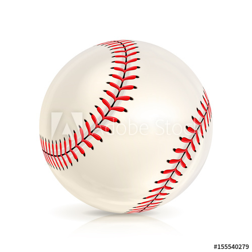 500x500 Baseball Leather Ball Close Up Isolated On White. Realistic