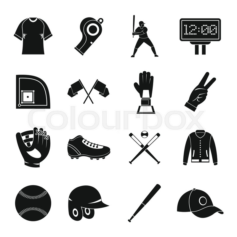 800x800 Baseball Icons Set. Simple Illustration Of 16 Baseball Vector