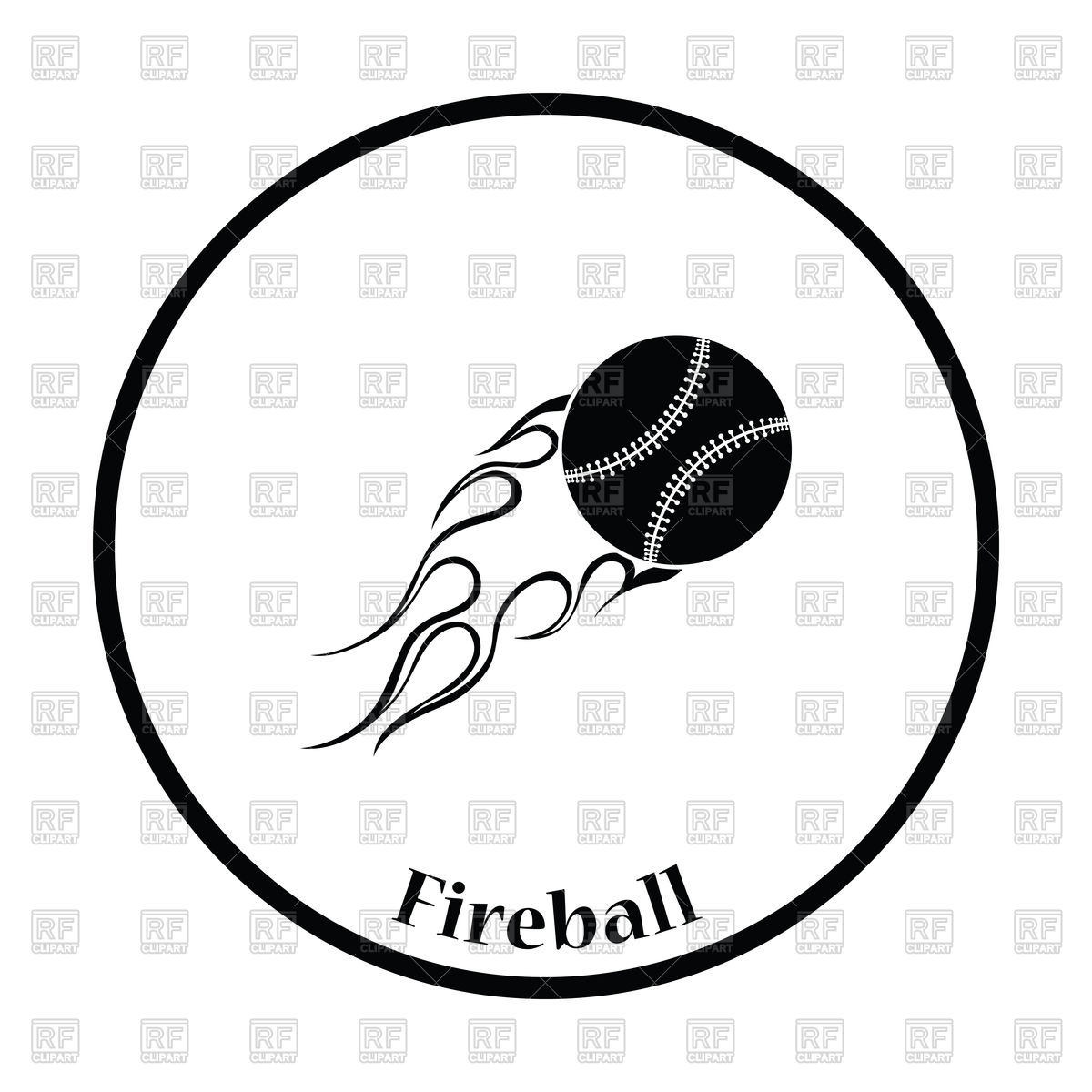 1200x1200 Flaming Baseball Ball Icon Vector Image Vector Artwork Of Sport