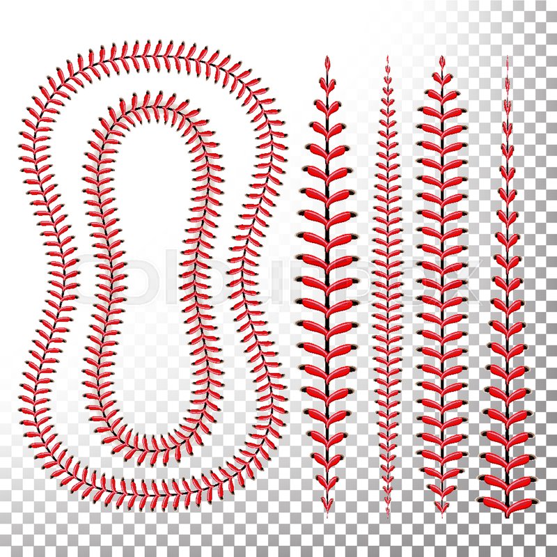 800x800 Baseball Stitches Vector Set. Baseball Red Lace Isolated Stock