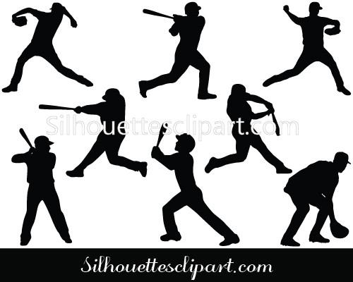 500x400 Baseball Player Silhouette Vector Free Download Silhouettes Vector