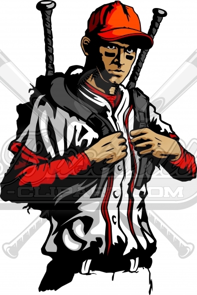 393x590 Baseball Player Vector Vector Clipart Image