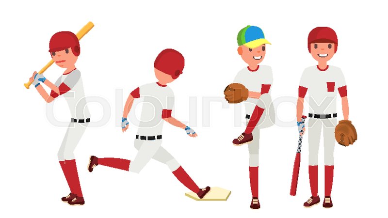 800x450 Baseball Player Vector. Sport Action On The Stadium. Powerful