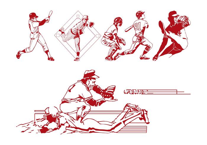 700x490 Baseball Players Vector