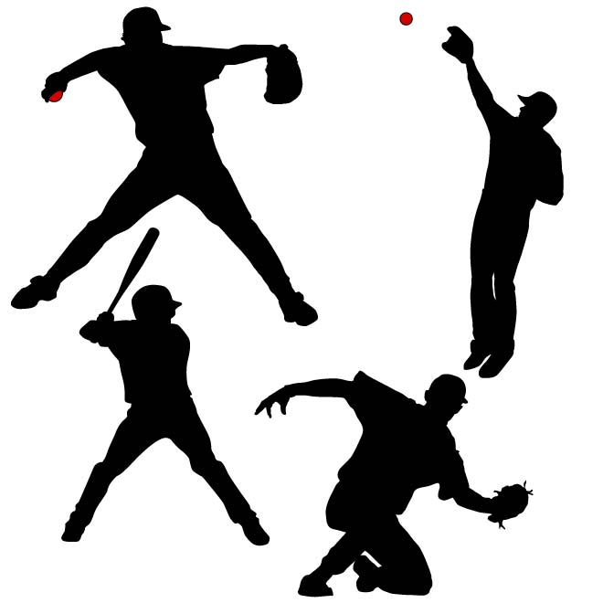 660x660 Baseball Players Vector Silhouettes
