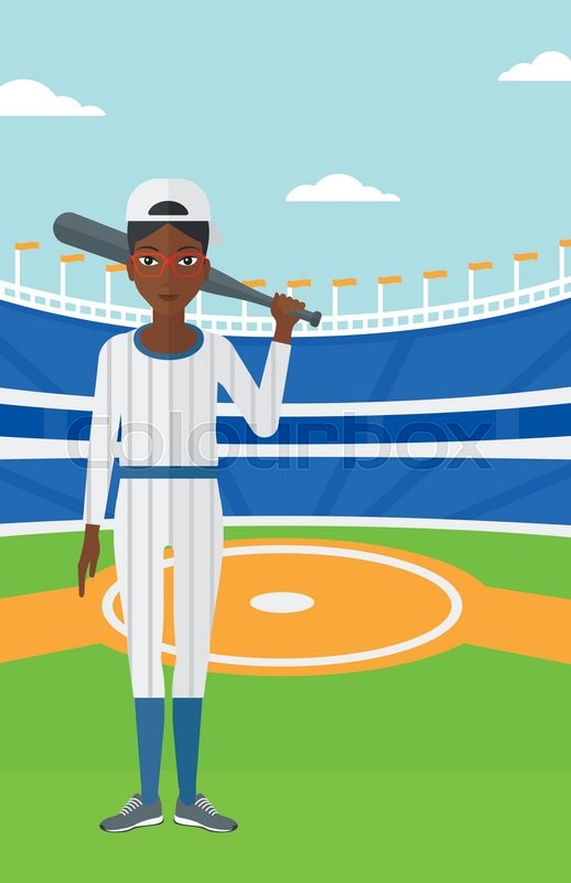 518x800 An African American Woman With A Bat On The Baseball Stadium
