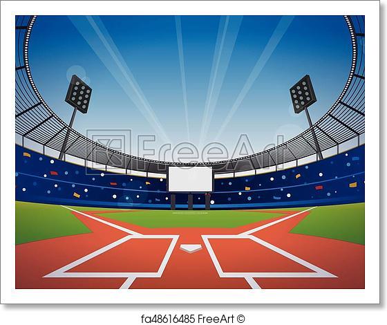 560x470 Free Art Print Of Baseball Stadium Background. Baseball Field With