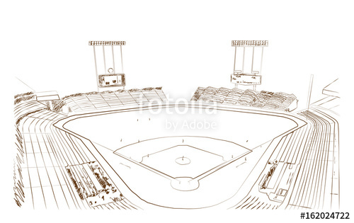 500x315 Sketch Of Baseball Stadium, Vector. Stock Image And Royalty Free
