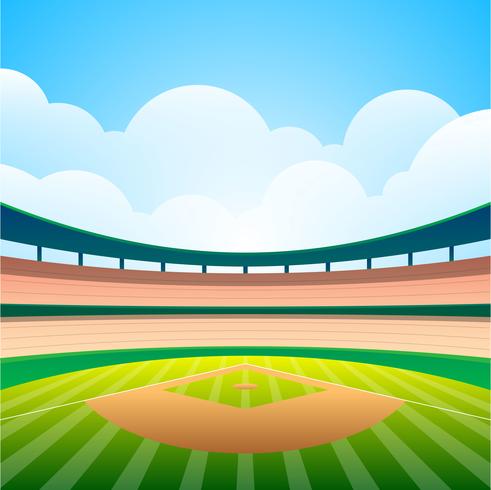 491x490 Baseball Field With Bright Stadium Vector Illustration