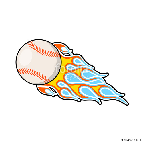500x500 Baseball With Tail Of Flame Vector Icon. Stock Image And Royalty