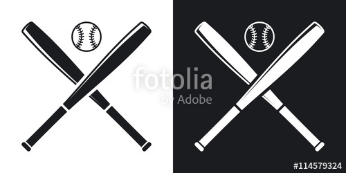 500x250 Vector Baseball Bats And Ball Icon. Two Tone Version On Black And