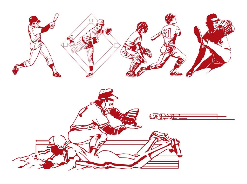 1024x765 Baseball Players Vector Vector Art Amp Graphics