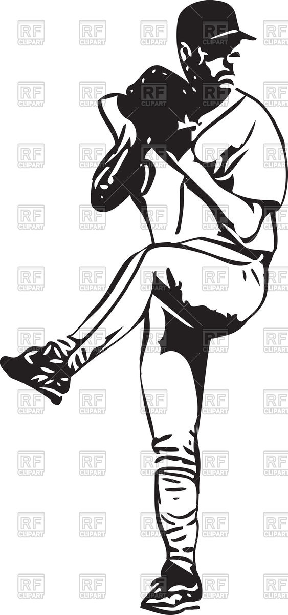 563x1200 Baseball Player Sketch On White Background Vector Image Vector